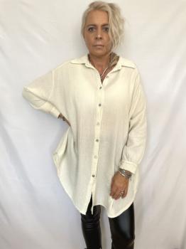 Oversized Musselin Hemd Creme